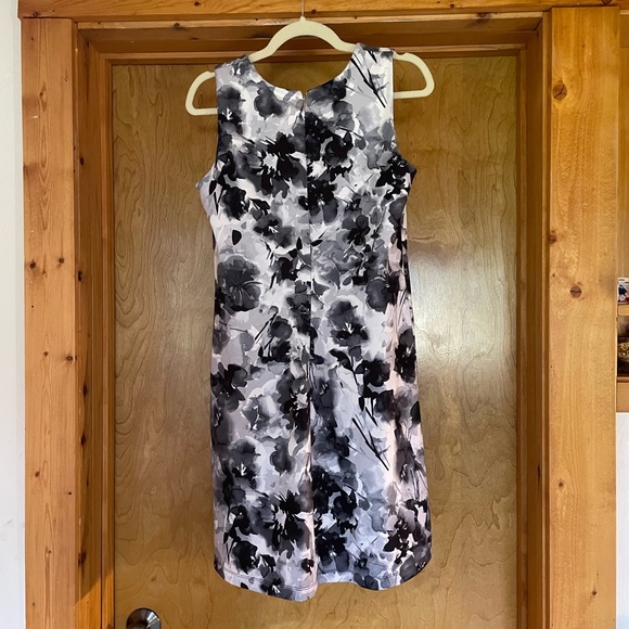 Never worn, DKNY black and white knee length A-line floral dress. - Picture 2 of 5